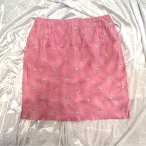 Talbots Pink Gingham Pencil Skirt with Limes